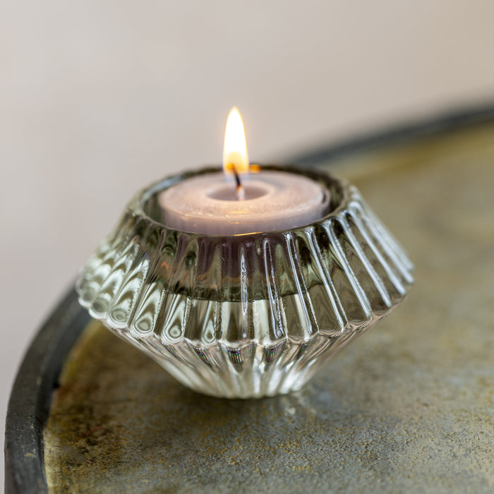 Glass Candleholder Duo Lt Green