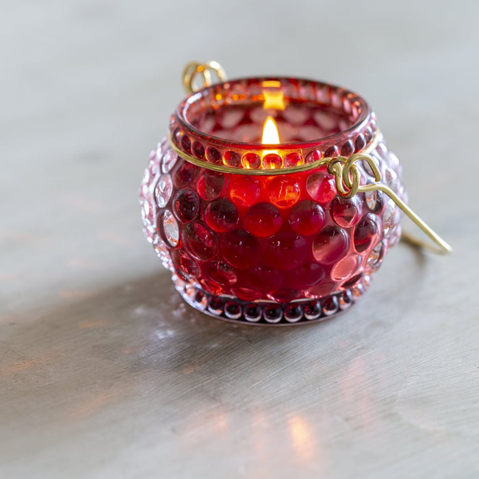 Bubble Glass Votive Plum