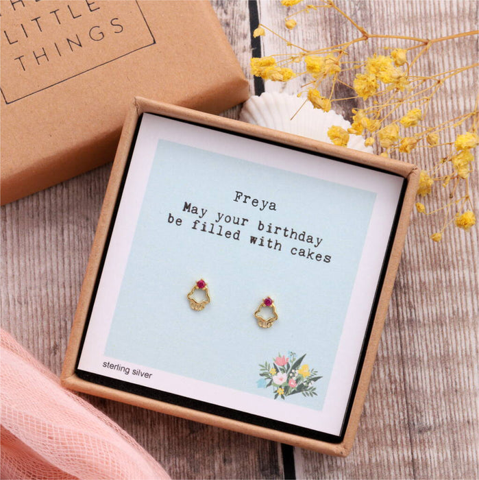 Just To Say 'May Your Birthday Be' Cupcake EarringsNuNu Jewellery birthday, birthdays, ear studs, Earrings, for friends, gift box earrings, gift for her, gift jewellery, gold jewellery, jewellery, New Arrivals, sterling silver