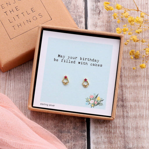 Just To Say 'May Your Birthday Be' Cupcake EarringsNuNu Jewellery birthday, birthdays, ear studs, Earrings, for friends, gift box earrings, gift for her, gift jewellery, gold jewellery, jewellery, New Arrivals, sterling silver