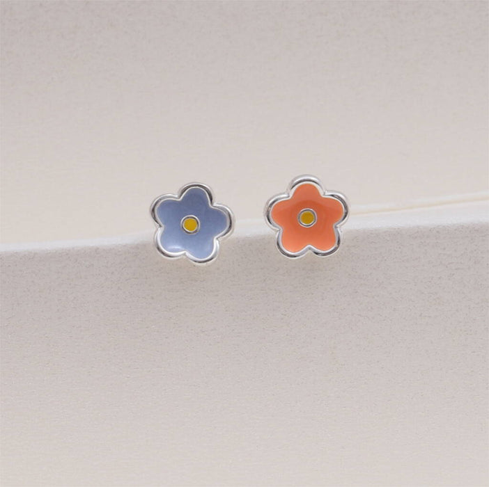 Sterling Silver Friendship Enamel Flower Earrings