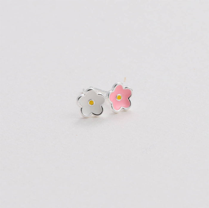 Sterling Silver Friendship Enamel Flower Earrings