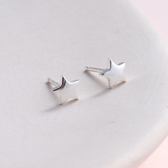 Sterling silver mini star earring studs
