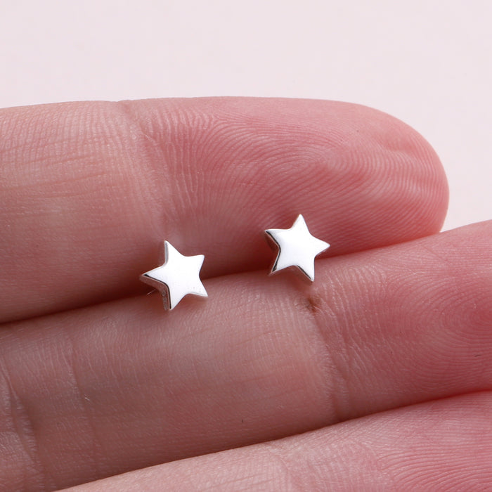 Sterling silver mini star earring studs