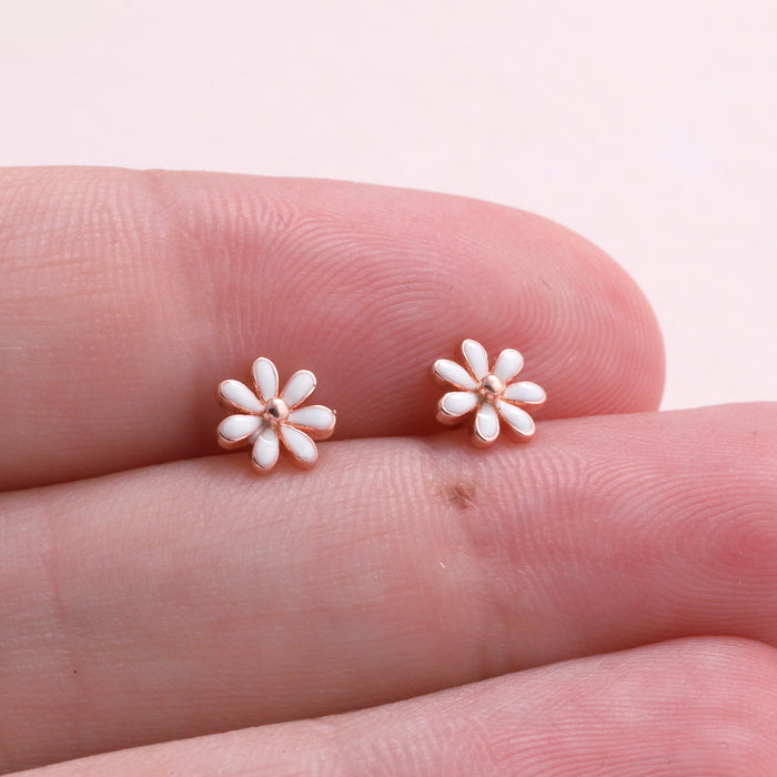 Little flowers for Mother's day White petal flower earrings In Terrarium Bottle