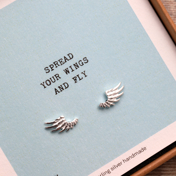 Angel Wing Earrings Studs In Gift Box