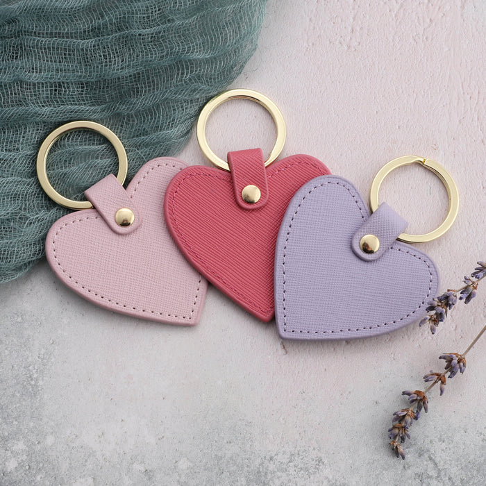 Personalised Heart Shape Leather Key Ring