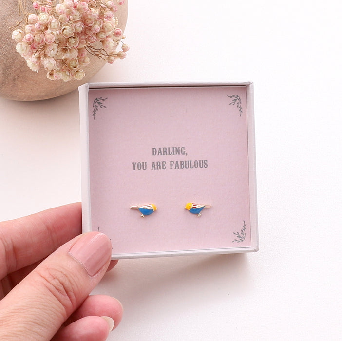 'You Are Fabulous' Sterling Silver Bird Earrings
