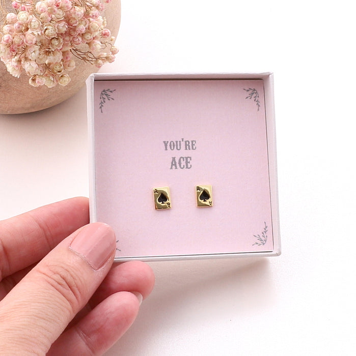 Sterling Silver 'You Are Ace' Playing Cards Earring