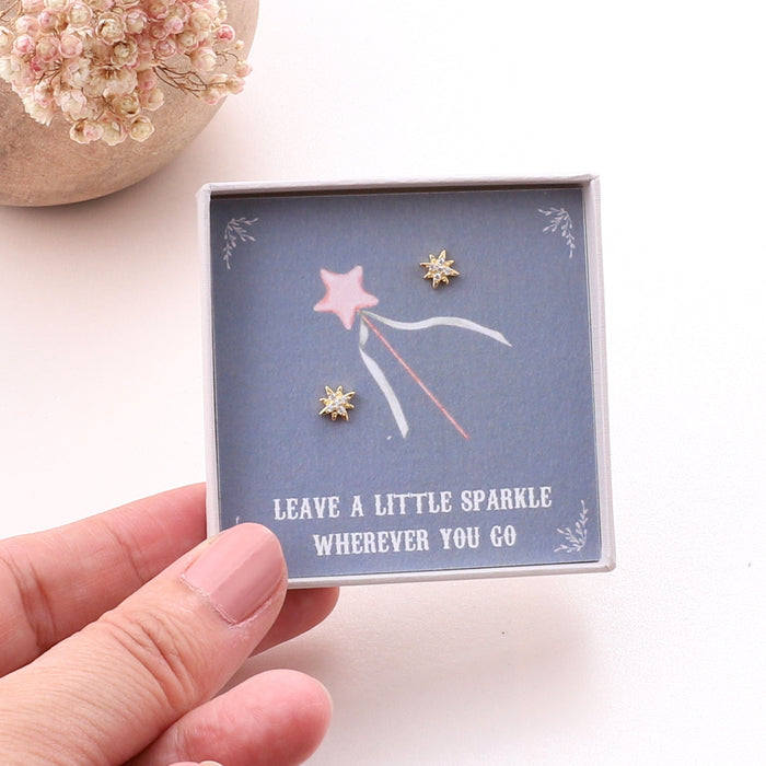 Silver 'Leave A Little Sparkle' Star Earrings
