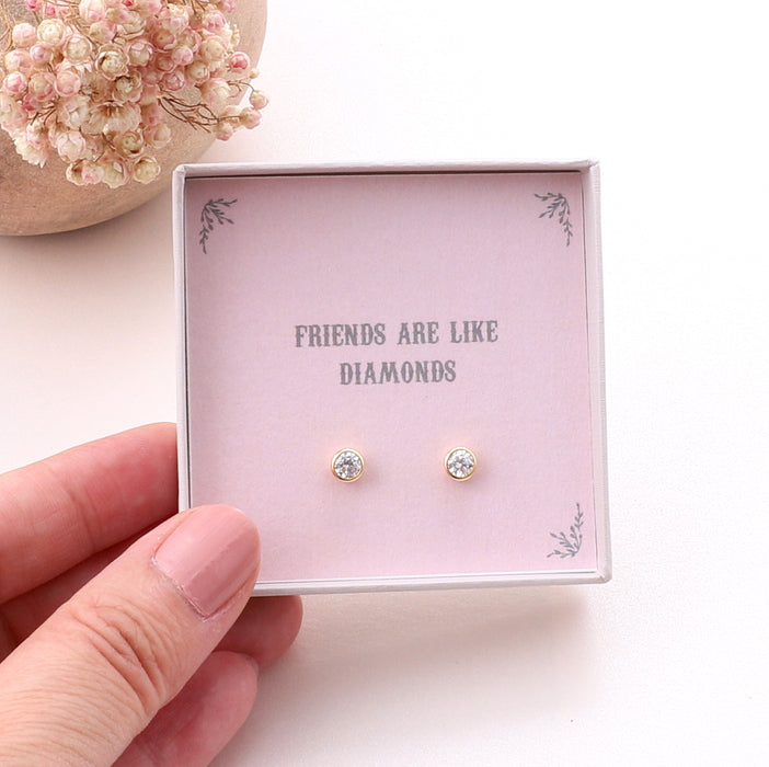 'Friends Are Diamonds' Sterling Silver Earrings