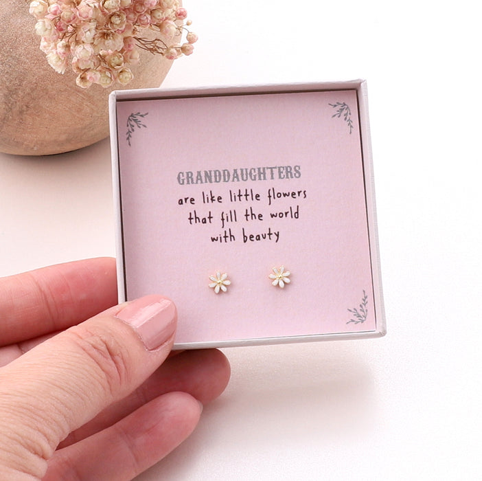 Sterling Silver Granddaughter Little Flower Earrings