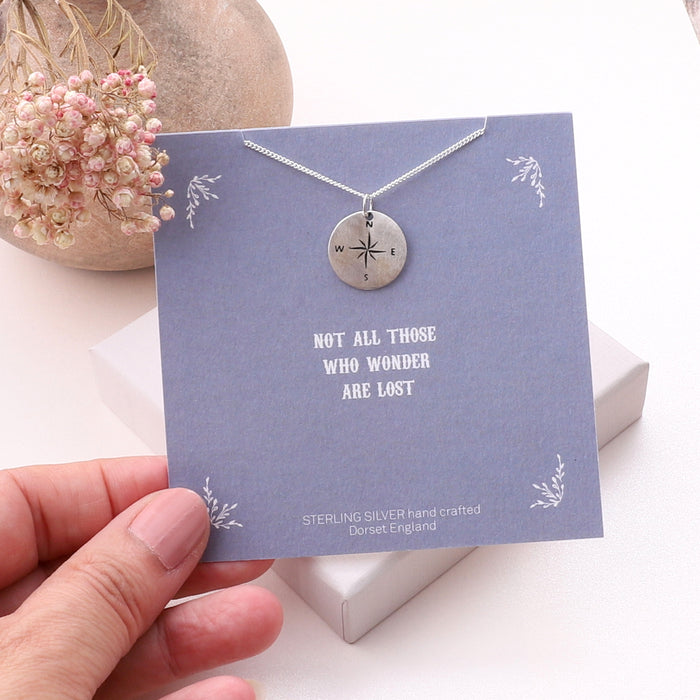 Life Is A Great Adventure Compass Necklace Personalised