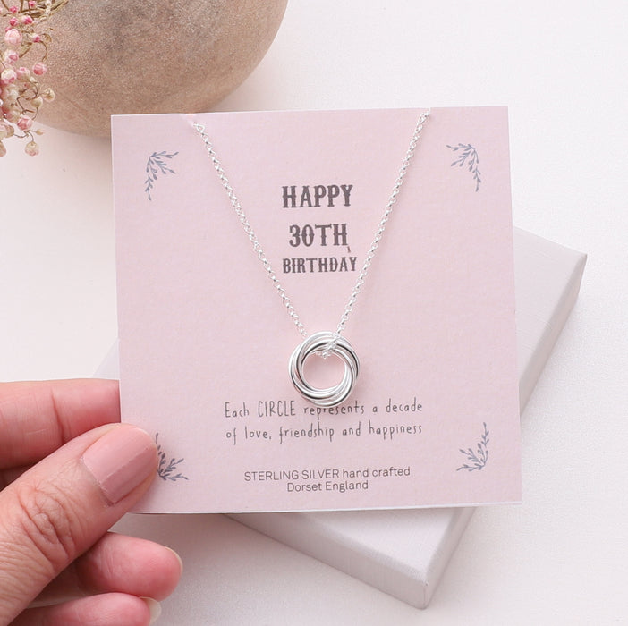 Sterling Silver Happy 30th Birthday Necklace