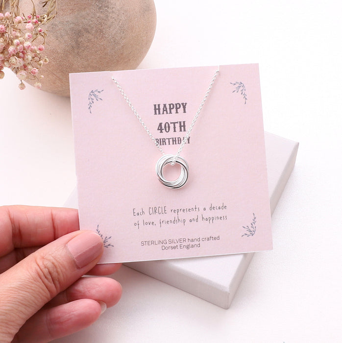 Sterling Silver Happy 40th Birthday Necklace