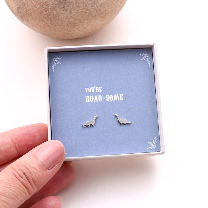 Sterling Silver 'Roar Some' Dinosaur Earrings