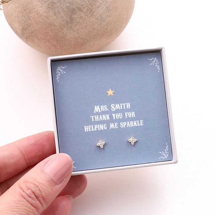 Teacher Thank You Sparkle Sterling Silver Earrings