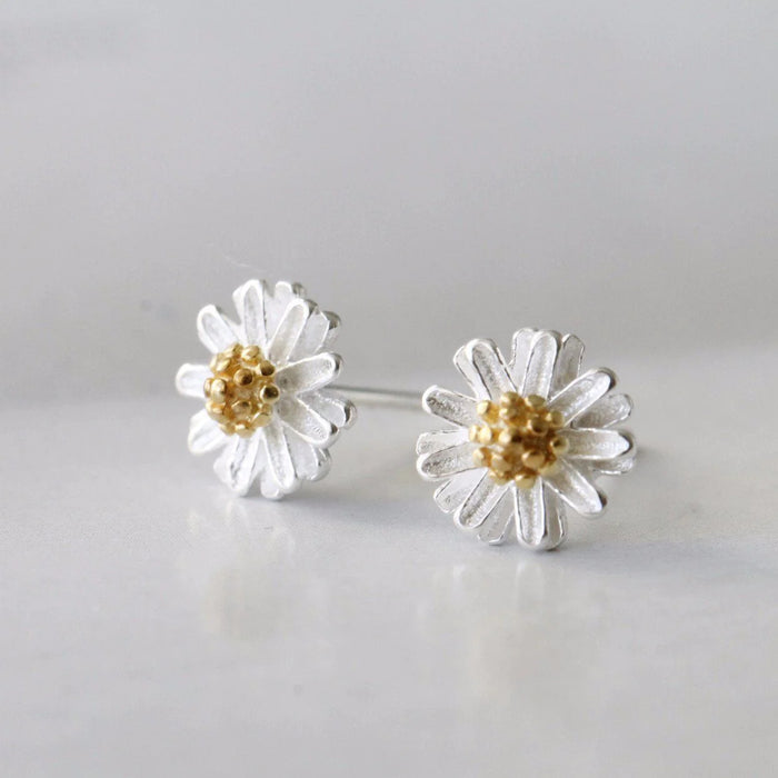 Sterling Silver Daisy Flower Earrings For Mother's Day