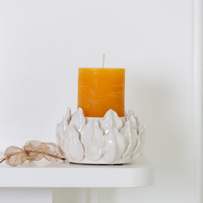 Artichoke Pillar Candle Holder White