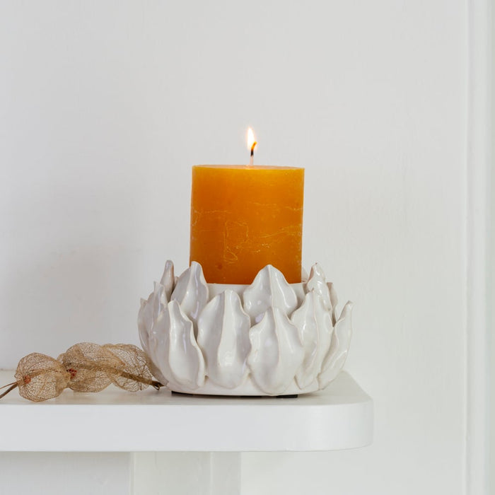 Artichoke Pillar Candle Holder White