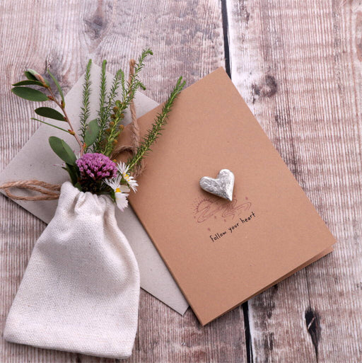 Handmade Follow Your Heart Token Cardthe attic store greeting card, handmade, keepsake