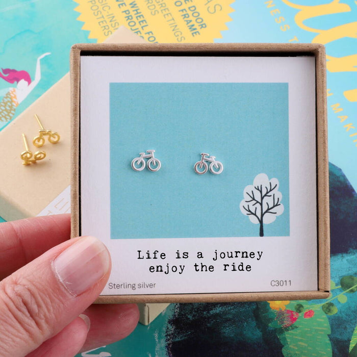 'Life Is A Journey' Bicycle Earrings