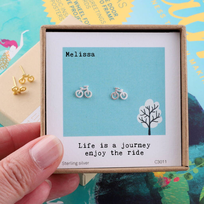 'Life Is A Journey' Bicycle Earrings