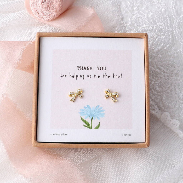 Bridesmaid Thank You Sterling Silver Bow Earrings