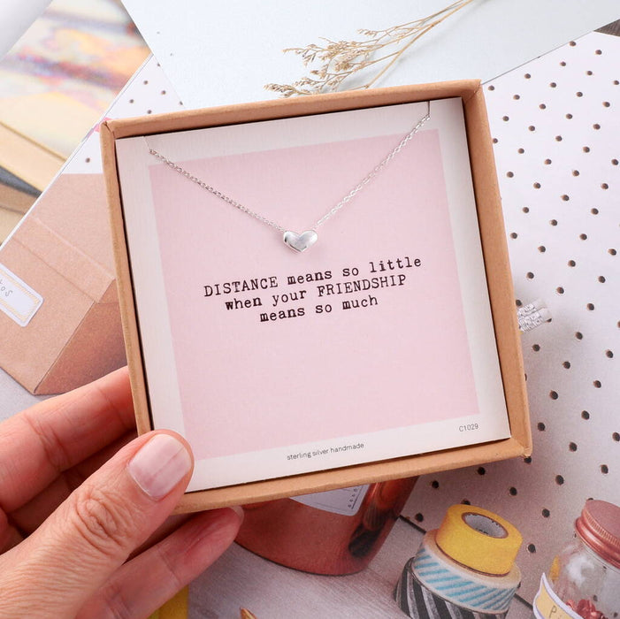 Distance Means So Little Friendship Heart Necklace