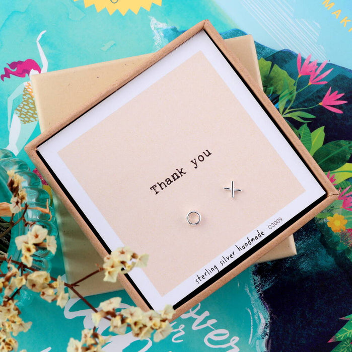 Gift Boxed 'Thank You' Kiss And Hug Earrings