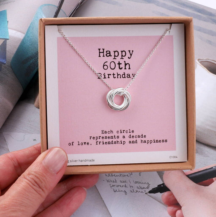 Sterling Silver Happy 60th Birthday Necklace