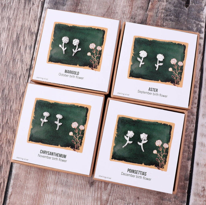 Birth Month Flower Earring Studs