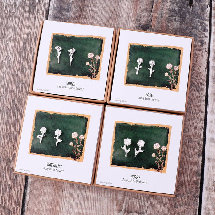 Birth Month Flower Earring Studs