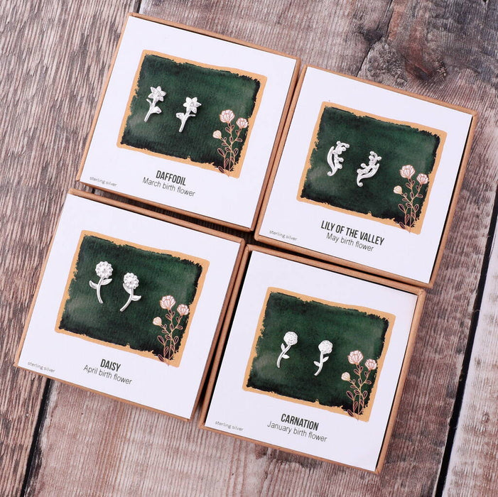 Birth Month Flower Earring Studs