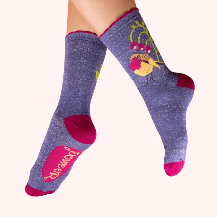 GLITTER ANKLE SOCKS - ROBIN RED BREAST