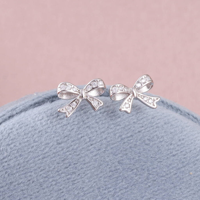 Bridesmaid Thank You Sterling Silver Bow Earrings