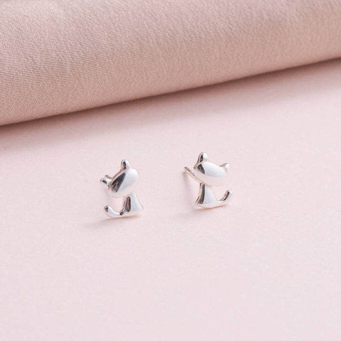 'Home Is' Sterling Silver Cat Earrings