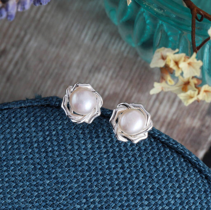 Sterling Silver Pearl Earrings For Nana