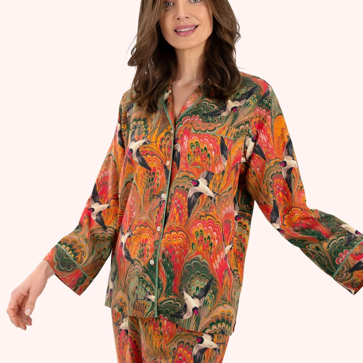 SUPERSOFT MARBLED SWALLOWS PYJAMAS - SMALL — the attic store