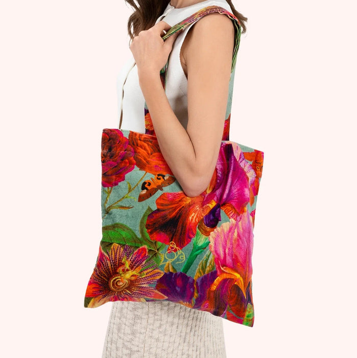 VELVET TOTE BAG - WINTER IRIS, ICE