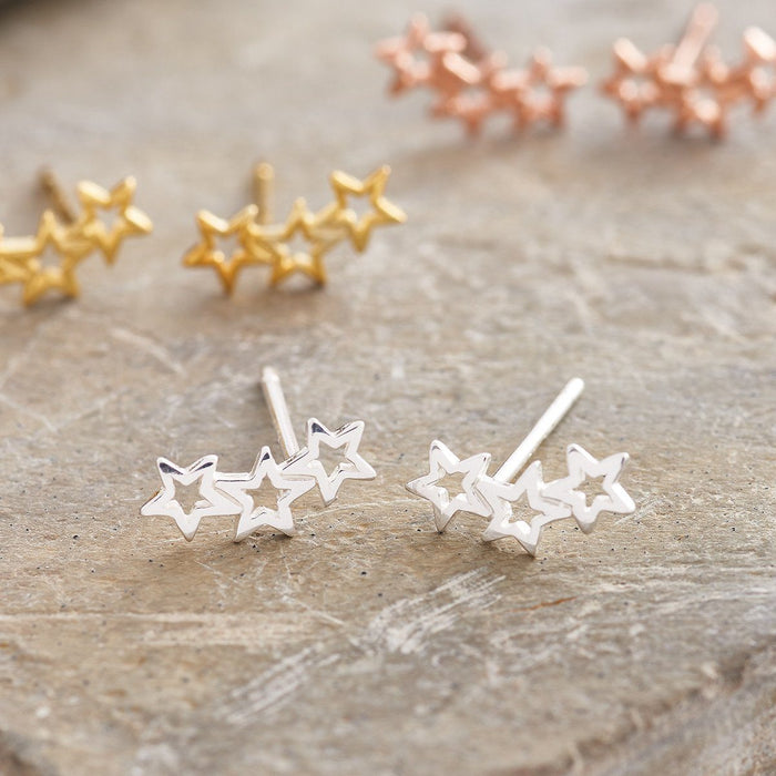 Sterling Silver Twinkle Star Earrings Studs