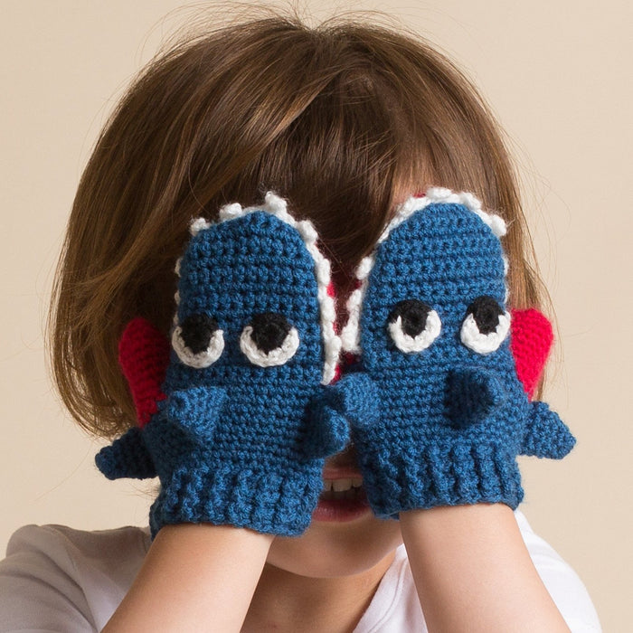 Hand Crochet Children's Shark Mittens