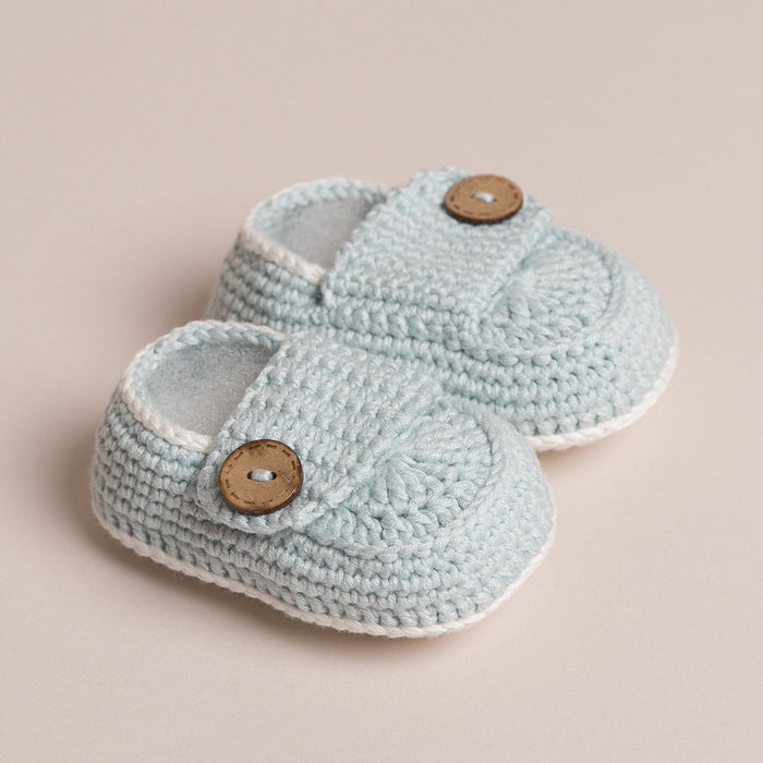 Hand Crochet Bamboo Baby Shoes Pale Blue