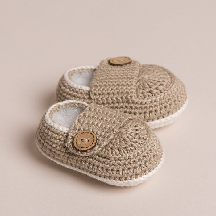 Hand Crochet Bamboo Baby Shoes Beige