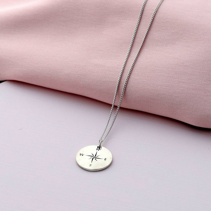 Sterling Silver Compass Necklace Personalised