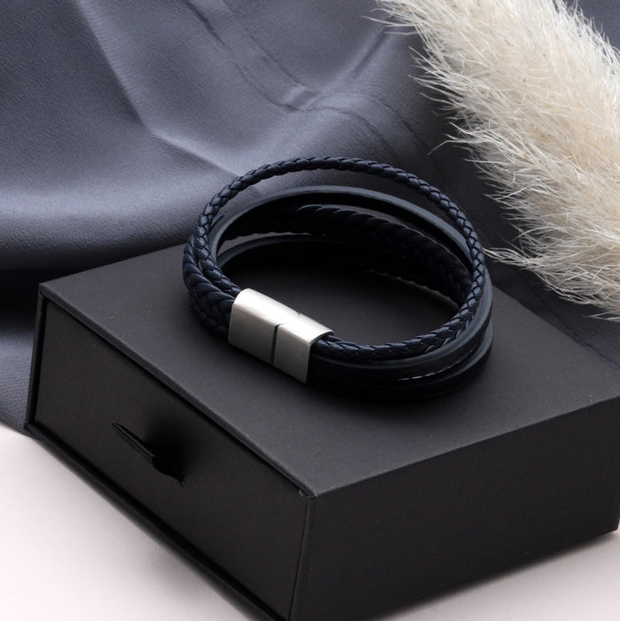 Stylish Multi Layered Leather Bracelet For Men