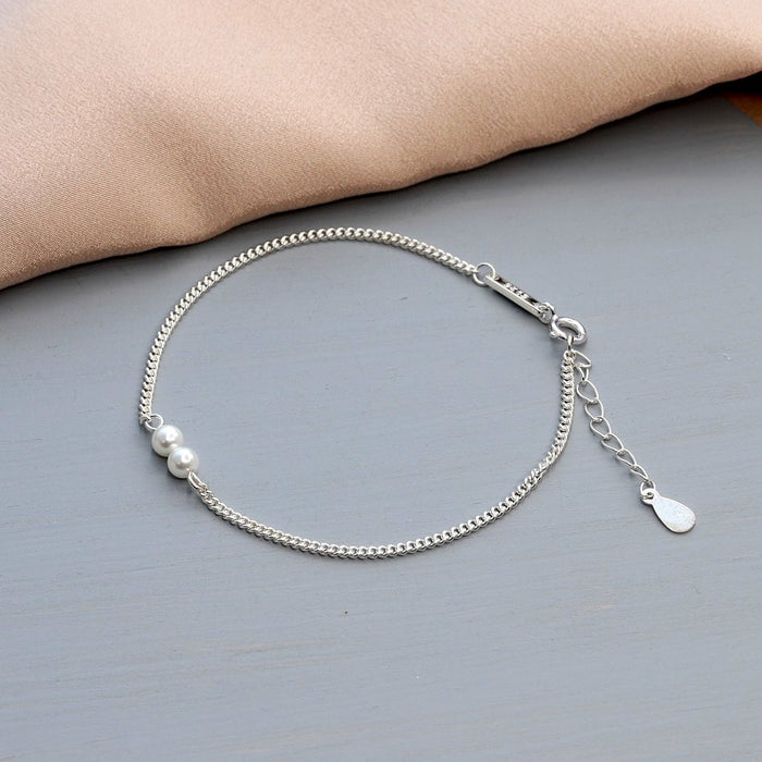 Sterling Silver Two Pearl Bracelet