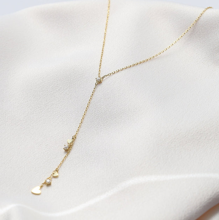gold plated sterling silver heart hanging necklace