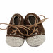 Hand Crochet Leather Laced Baby Shoes Brown