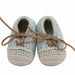 Hand Crochet Leather Laced Baby Shoes Pale Blue